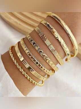 Boho Luxe Gold Cuff Bracelet Stack 💛✨
